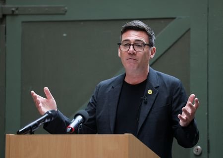 Britain's Makerfield MP Burnham delivers a speech at the People's