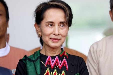 Myanmar's State Counsellor Aung San Suu Kyi arrives at a