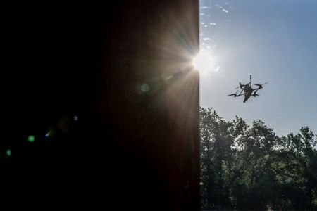 A Ukrainian first-person view (FPV) drone flies to positions of
