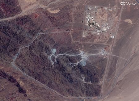 A satellite image of Natanz nuclear facility and Pickaxe Mountain,