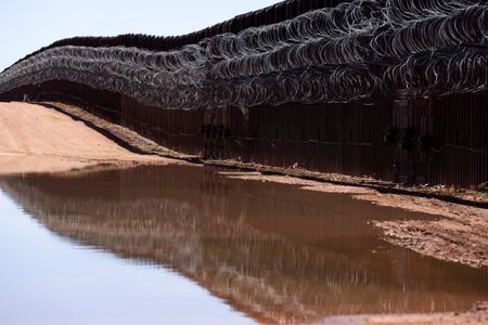 A view of the U.S.-Mexico border fence in Arizona