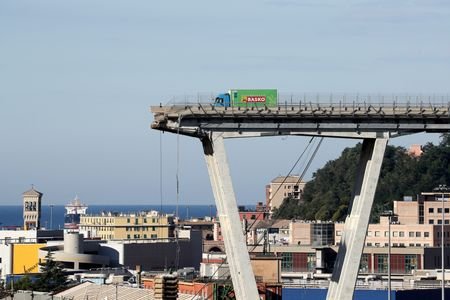 FILE PHOTO: The collapsed Morandi Bridge is seen in the