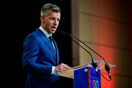 Peter Magyar holds a press conference a day after the