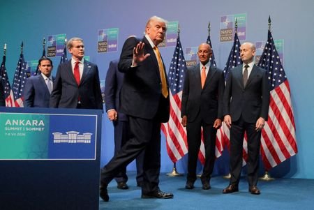 FILE PHOTO: U.S. President Donald Trump attends the NATO summit
