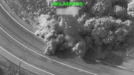Smoke rises following a strike at an unknown location during