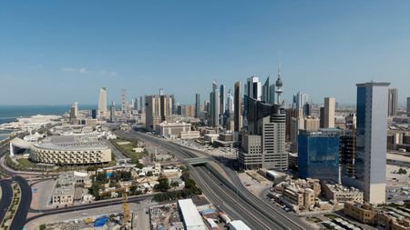 FILE PHOTO: A drone view shows Kuwait City in the