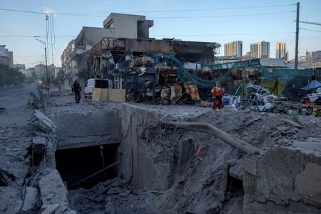 Aftermath of Russian missile and drone attack in Kyiv