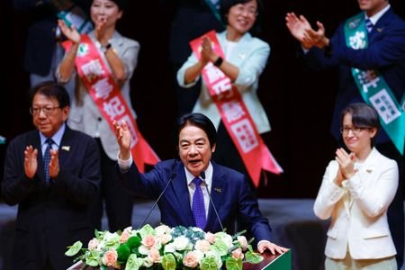 Taiwan President Lai Ching-te speaks at the annual congress of