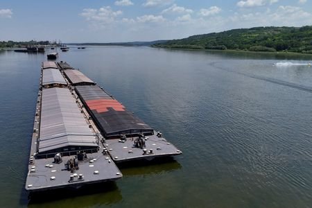 Water levels of the Danube river in Romania fell to