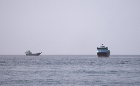 FILE PHOTO: Vessels at the Strait of Hormuz, as seen