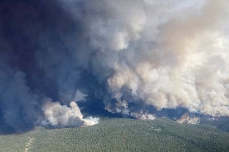 Smoke rises from the French Bar Creek wildfire in B.C.