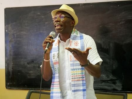FILE PHOTO: Presidential candidate Domingos Simoes Pereira holds a meeting