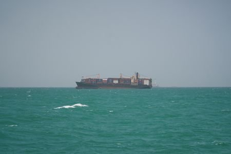 FILE PHOTO: A cargo ship sails in Saudi waters near