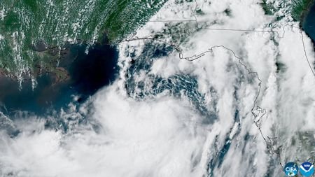 A satellite view of Tropical Storm Bertha forming over the