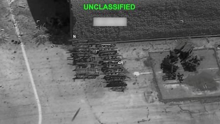 Military equipment targeted at an unknown location, during what U.S.
