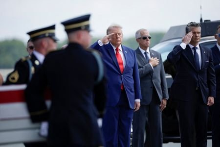 U.S. President Trump attends dignified transfer for U.S. Army service