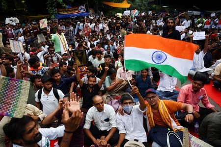Supporters of India's Cockroach Janata Party (CJP) continue their protests