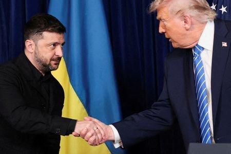 FILE PHOTO: U.S. President Trump meets Ukrainian President Zelenskiy in