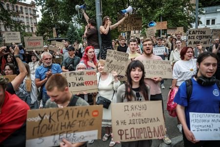 Protest against Ukrainian President Zelenskiy's decision to replace Fedorov as