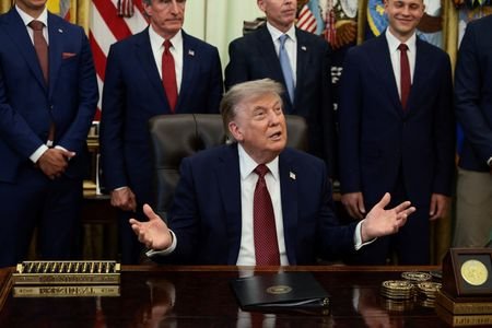 U.S. President Donald Trump makes an announcement on American nuclear