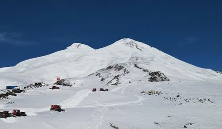 A view shows the summit of Mount Elbrus in the
