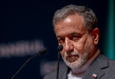 Iranian Foreign Minister Abbas Araqhchi talks during a press conference