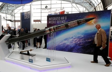 FILE PHOTO: A man looks at a Patriot Advanced Capability