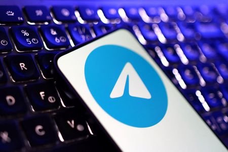 Illustration shows Telegram app logo