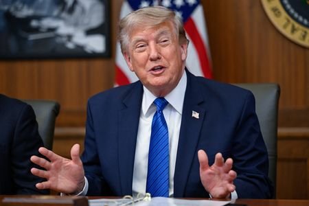 U.S. President Trump participates in a cabinet meeting at Camp