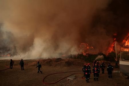 Wildfire burns in Greece