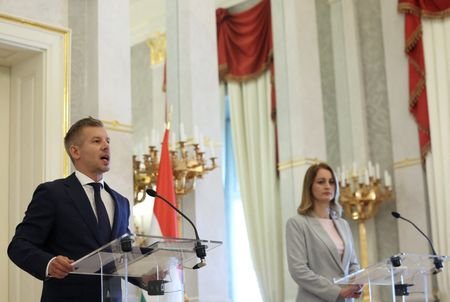 Hungarian Prime Minister Magyar and Hungarian interim President Forsthoffer hold