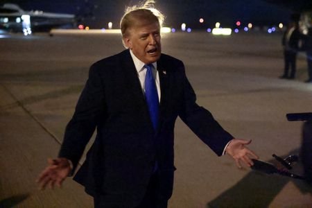 U.S. President Trump departs Los Angeles en route to Las
