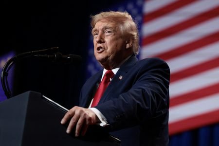 U.S. President Donald Trump delivers remarks at Red Rock Casino