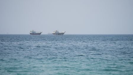 Vessels near the Strait of Hormuz, as seen from Musandam