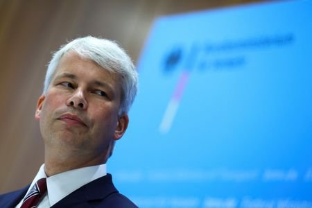 German Transport Minister Steffen Bilger speaks after meeting on low