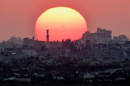 The sun sets over Gaza