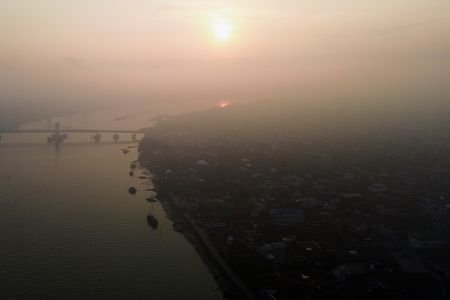 Haze due to wildfires in Palembang, South Sumatra province