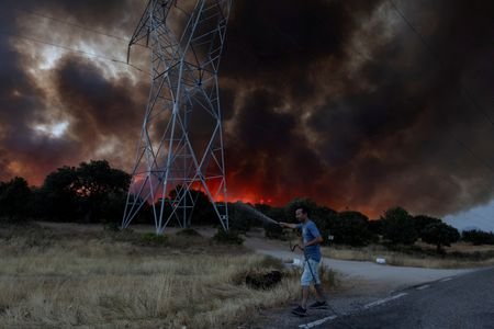 FILE PHOTO: Wildfires rage in Spain's Zamora province
