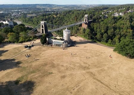FILE PHOTO: Drone views of parched parkland in Bristol