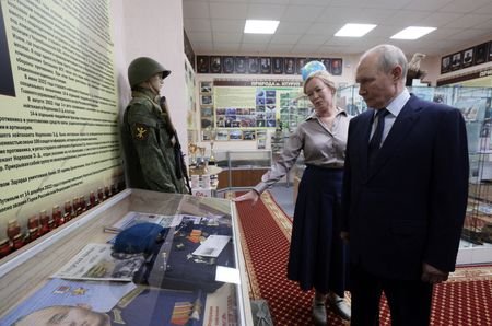 Russian President Vladimir Putin visits Iturup, an island in the