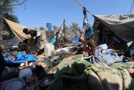 Site of an Israeli strike on a tent, according to