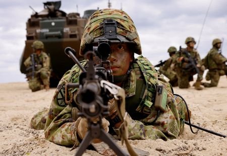 FILE PHOTO: Soldiers of Japanese Ground Self-Defense Force's ARDB hold