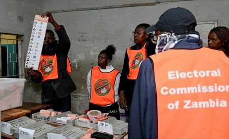 FILE PHOTO: Vote counting after Zambia's general election
