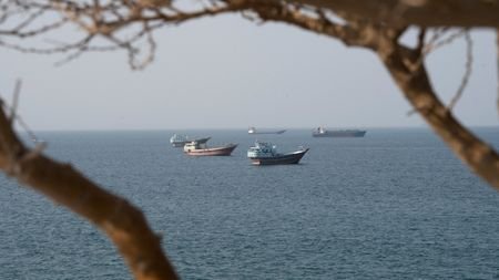 Vessels near the Strait of Hormuz, as seen from Musandam