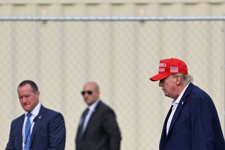 U.S. President Donald Trump exits Marine One at the Ellipse