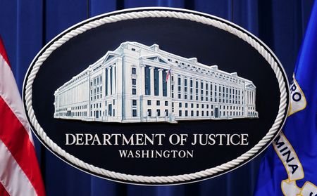 U.S. Justice Department logo is seen at Justice Department headquarters