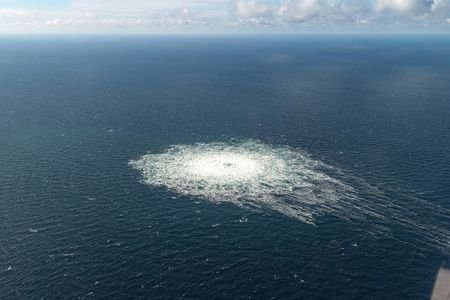 Gas leak at Nord Stream 2 as seen from the