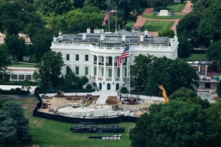 Construction of a helipad at the White House continues in