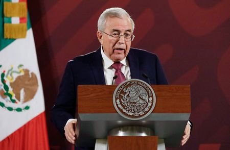 FILE PHOTO: Sinaloa governor Ruben Rocha speaks to the media