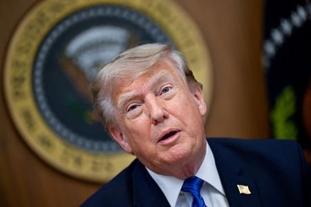 U.S. President Trump participates in a cabinet meeting at Camp